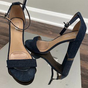 Retro vintage denim heels